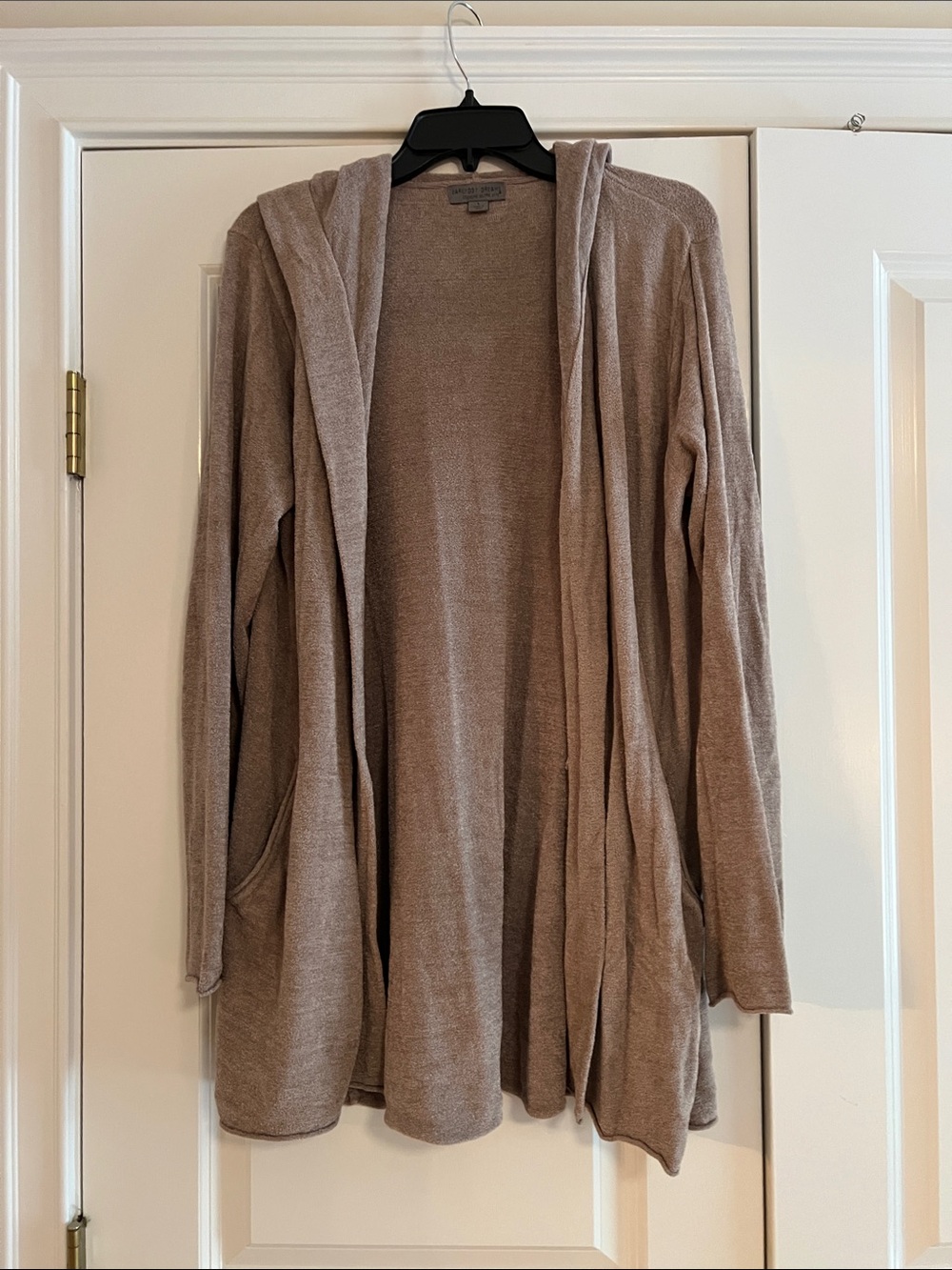 Barefoot Dreams Taupe Hooded Open-Front Women's Cardigan